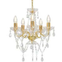 Vidaxl - Lustre avec perles de cristal Doré Rond 5 x E14 Doré