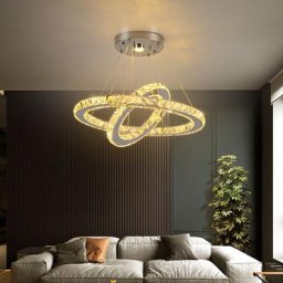 Greelustr - 2 Anneaux led Pendentif Lumières Lustre En Cristal Plafonnier 50x30cm pour Salon