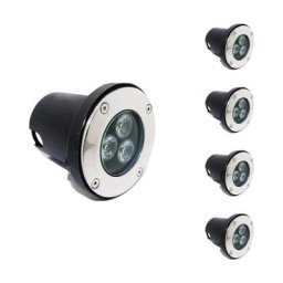 Spot led Encastrable Extérieur IP65 220V Sol 3W 80° (Lot de 5) - Blanc Froid 6000K - 8000K - Blanc