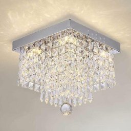 LED Lustre Plafonnier en Cristal Acier Inoxydable Moderne Lampe de Plafond, Pendentif Style Design