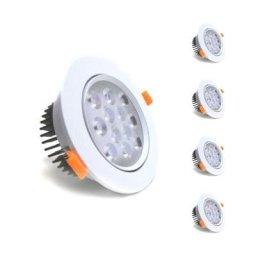 Spot led Rond Encastrable Orientable 12W 80° (pack de 5) - Blanc Chaud 2300K - 3500K - Blanc Chaud