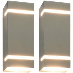 Vidaxl - Appliques murales d'extérieur 2 pcs 35 w Argenté Rectangulaire Silver