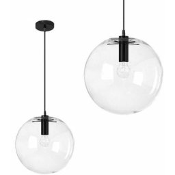 Lampe suspendue APP307-1CP lassi boule unique verre transparent + noir diamètre 25CM 1-POINTS de