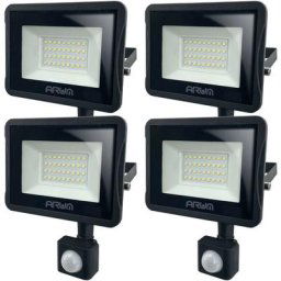 Arum Lighting - Lot de 4 Projecteurs led 30W Noir détecteur de mouvement extérieur Température de