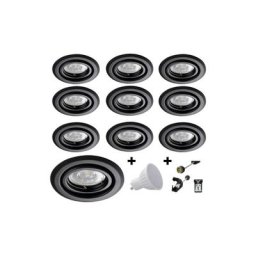 Mylumi - Lot 10 Spots led 6W orientables rond Noir Blanc chaud 3000K 120 .