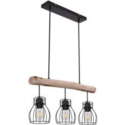 Plafonnier Vintage Pendule Lampe Cage Design Salon Salle à Manger Poutre En Bois Luminaire Suspendu