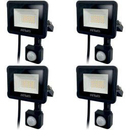 Arum Lighting - Lot de 4 Projecteurs led 20W Noir détecteur de mouvement IP44 Température de