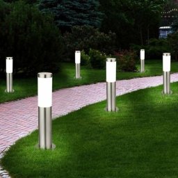 Ensemble de 6 lampes sur pied d'extérieur à led éclairage d'allée de cour en acier inoxydable