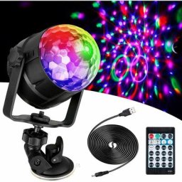 Boule à facettes led à 15 lumières Disco effet de lumière 360° rvb Rotatif Feux de Fête Disco Ball