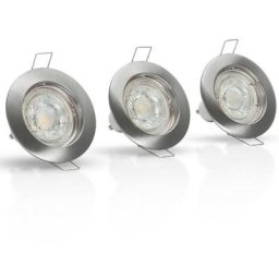 Spot led encastrables Jeu de 3 led spot ronds Ø78mm argent GU10 - 4000K Blanc neutre Aslo