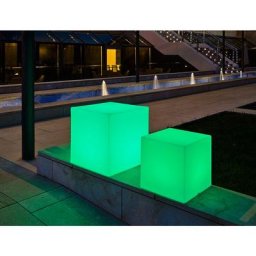 Moovere - Cube lumineux 53 solaire+batterie rechargeable led rgb avec télécommande 43x43x53cm