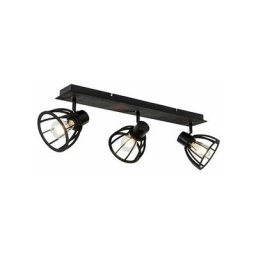 Fotu - Plafonnier Industriel - 3 lumière - l 78 cm - Noir - Rustique - Éclairage intérieur - Salon