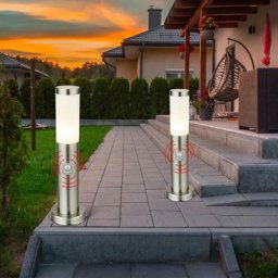 Lampadaire extérieur avec détecteur de mouvement, lumière de jardin, éclairage de chemin en acier