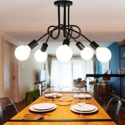 Plafonnier Luminaire Industrial Metal Fer , Edison 5 Têtes Plafonnier Design E27 5 Lampes de Lustre