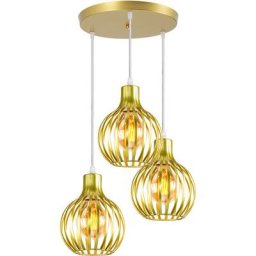 3 Lumières Lustre Suspension Industriel Rétro Lampes Design Cage en Métal avec Support de Plaque