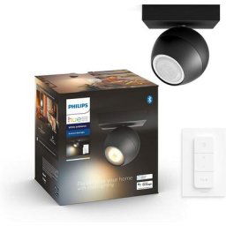 Hue White Ambiance buckram Spot 1x5.5W - Noir (Télécommande incluse), compatible Bluetooth,