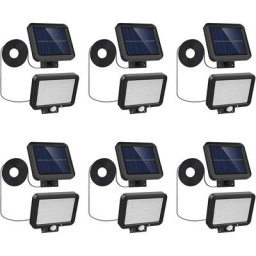 6PCS led Lumière solaire extérieure avec détecteur de mouvement, IP65 étanche Projecteur led, 56