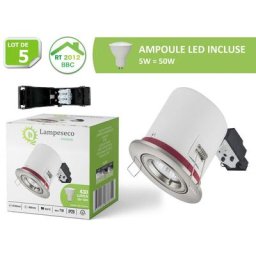 Lampesecoenergie - Lot de 5 Spot encastrable bbc Etanche IP65 Inox 87mm avec douille et ampoule led