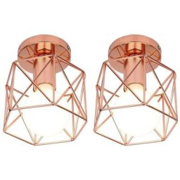 Lot de 2 Retro Plafonnier Industrielle en Métal Carré Fer Noir, Suspension Cage Cube Luminaire E27