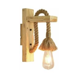 Applique Murale led Industrielle Décorative Bois Chanvre Corde Applique Murale Café Hôtel