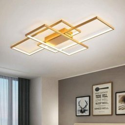Dimmable Plafonnier 50W, Plafonnier led Or Carré 3 Couleurs avec Télécommande 3 Couleurs, Lustre