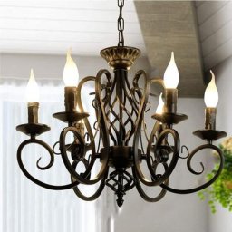 Rustique français pays lustre, 6 lumières ferme bougie lustres en fer, luminaire suspendu en métal