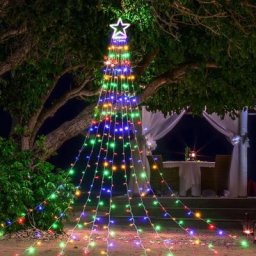 9x3m Rideau Lumineux avec Etoile, 317 led Guirlande Lumineuse Sapin de Noel, 8 Modes D'eclairage,