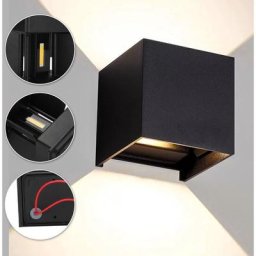 Applique Murale led Extérieure Moderne IP65 Escalier Couloir Lampe Carré Up Down Lumière Déco 12W