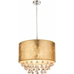 Cristal suspendu luminaire textile pendule chambre éclairage plafonnier or Globo 15187H3