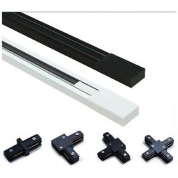 Barcelona Led - Rail monophasé 100 cm saillie / suspendu pour spot led Noir - Noir