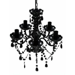 Lustre avec 5 ampoules Crystal noir vidaXL - Noir
