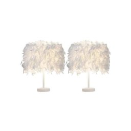 Idegu - Lot de 2 Luminaire en Plume E27, Lampe de Chevet, Lampe de Table, Commutateur de Bouton,