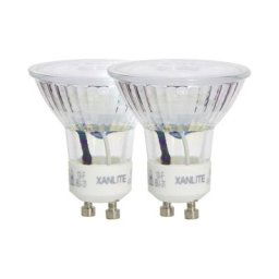 Lot de 2 ampoules led spots au culot GU10, 5W cons. (50W eq.), lumière blanche chaude - PACK2VG50S