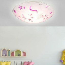 Plafonnier led rond éclairage chambre d'enfant étoiles licornes bordeaux rose blanc Globo 40609-16