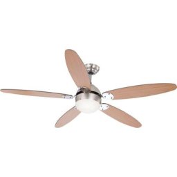 Ventilateur de plafond azura avec interrupteur à tirette en métal et nickel
