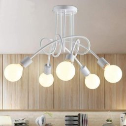 Plafonnier Luminaire Industrial Metal Fer , Edison 5 Têtes Plafonnier Design E27 5 Lampes de Lustre