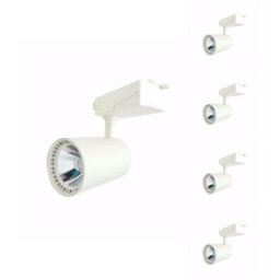 Silamp - Spot led sur Rail 30W 80° Monophasé blanc (Pack de 5) - Blanc Froid 6000K - 8000K - Blanc