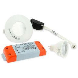 Eclairage Design - Spot led salle de bain complet IP65 Blanc 82mm + Ampoule GU5.3 Température de