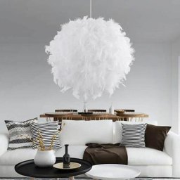 Lustre Suspension en Plumes 30 cm E27 40W Blanc pour Salon, Chambre de votre fille ou garçon - Stoex
