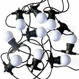 Heracles - Guirlande lumineuse guinguette extérieure avec 10 ampoules, 50 led multicolores, à piles