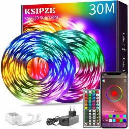 Chambre Bluetooth 30M Ruban Led Bande Lumière Décorative Multicolore, Rgb Guirlande de Lumineuse