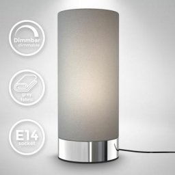 B.k.licht - i lampe de table en tissu gris i fonction tactile i 3 fois gradable i E14 i socle