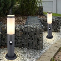Lot de 2 lampes de base d'extérieur détecteurs de mouvement colonnes de support en acier inoxydable