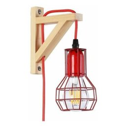 Applique murale en bois et cage MICA avec ampoule de 4W 2000K Rouge - Rouge