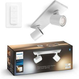 White Ambiance runner Spot barre tube 2x5.5W - Blanc (Télécommande incluse), compatible Bluetooth,
