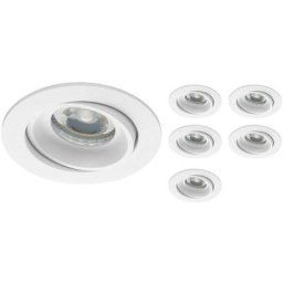Noxion - Lot 6x Encastré Spot Vision MR16 inclinable Blanc Diamètre 69mm - GU10 Culot