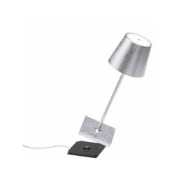 Zafferano - Lampe led de table Poldina Pro Mini feuille d'argent rechargeable et dimmable
