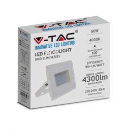 Projecteur LED extérieur V-TAC VT-4051W-N 215962 N/A Puissance: 50.00 W blanc lumière du jour N/A