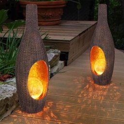 Lampe solaire décoration de jardin pour décoration extérieure design lampe solaire aspect rotin