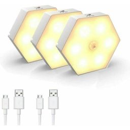 Veilleuse avec Détecteur de Mouvement [Lot de 3],avec Automatique On/Off led Veilleuse, Lampe de